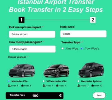 Booking form showing the process of reserving an Istanbul Airport transfer